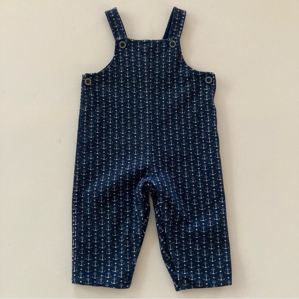 Rachel Riley Baby Boy 6 Months Blue Anchor Print Overalls Romper